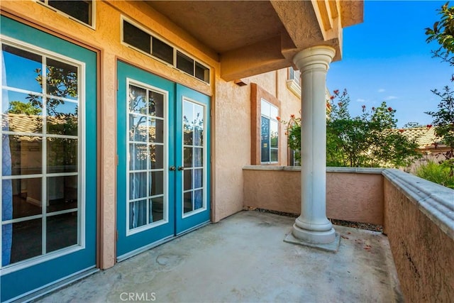 balcony with french doors