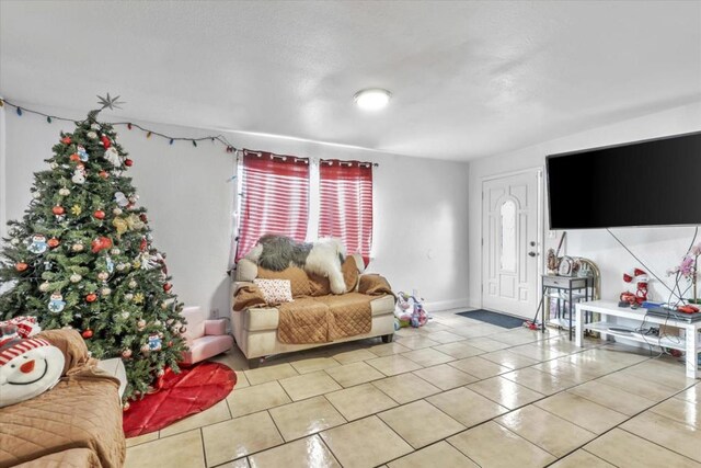 view of tiled living room