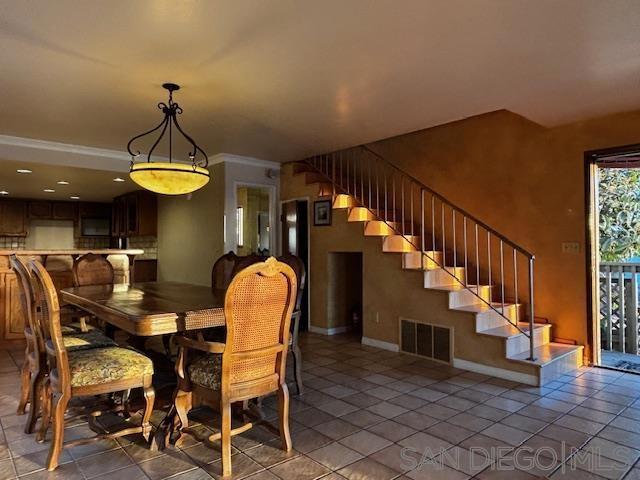 view of tiled dining room