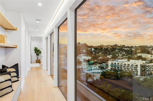 hall featuring light hardwood / wood-style flooring