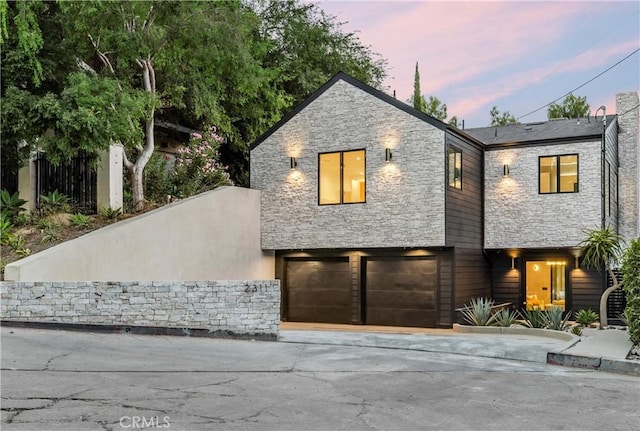 view of front of house with a garage