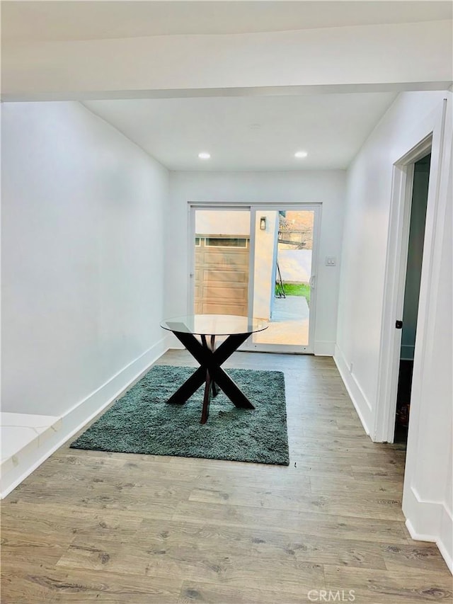 5737 5th, Los Angeles, CA 90043 - hallway with wood finished floors, recessed lighting, and baseboards