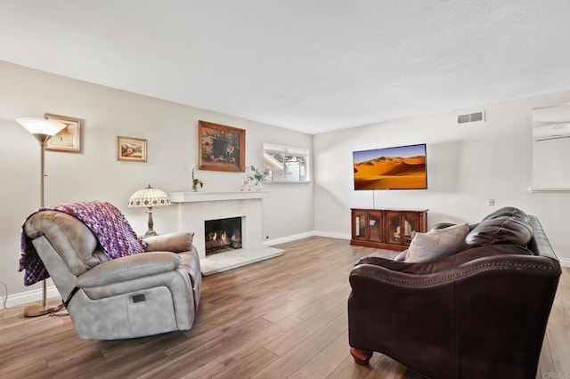 living room with wood-type flooring