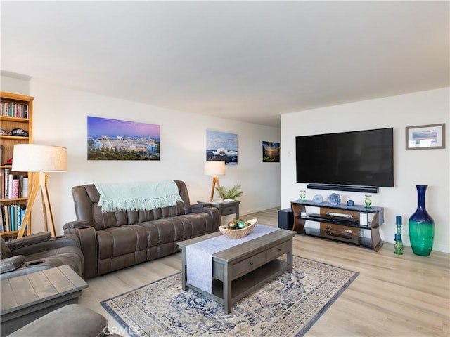 living room featuring light hardwood / wood-style floors