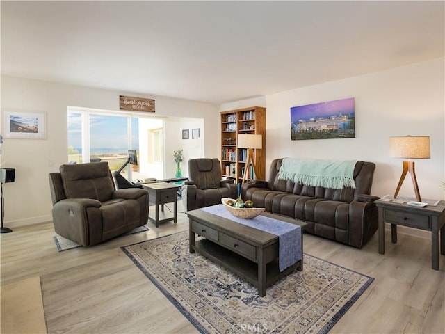 living room featuring light wood-type flooring