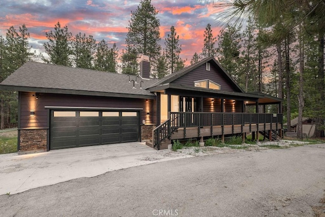 view of front of house with a garage