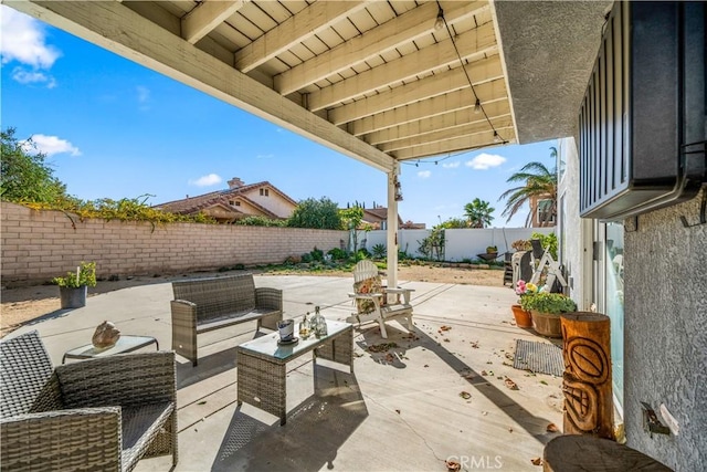 view of patio featuring an outdoor living space