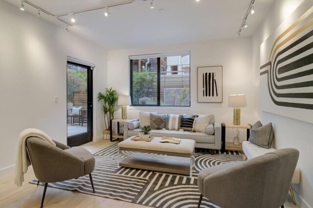 living room featuring light wood-type flooring