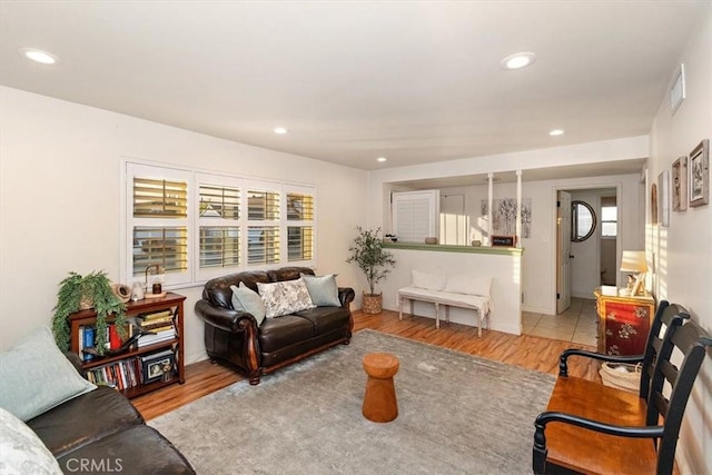 living room featuring light hardwood / wood-style floors