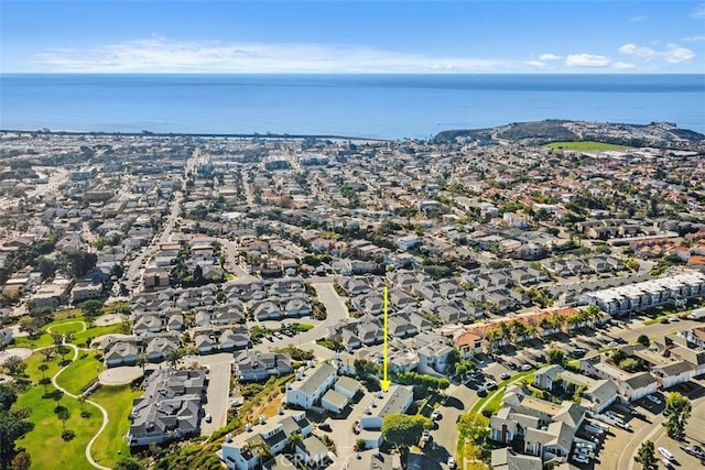 aerial view featuring a residential view and a water view