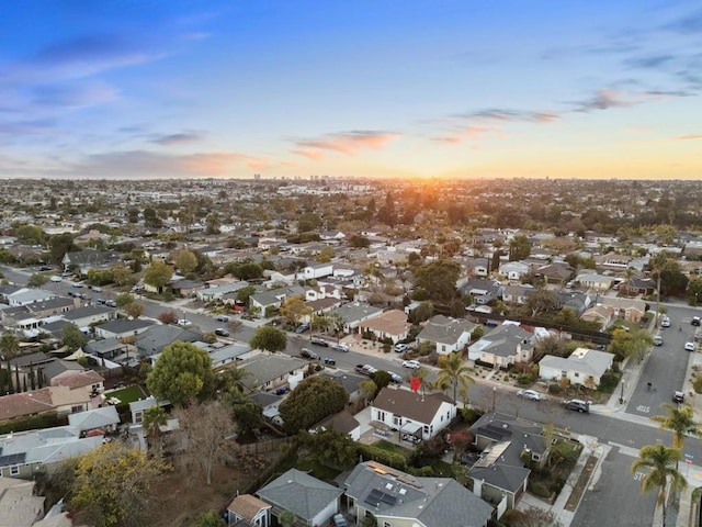 view of aerial view at dusk