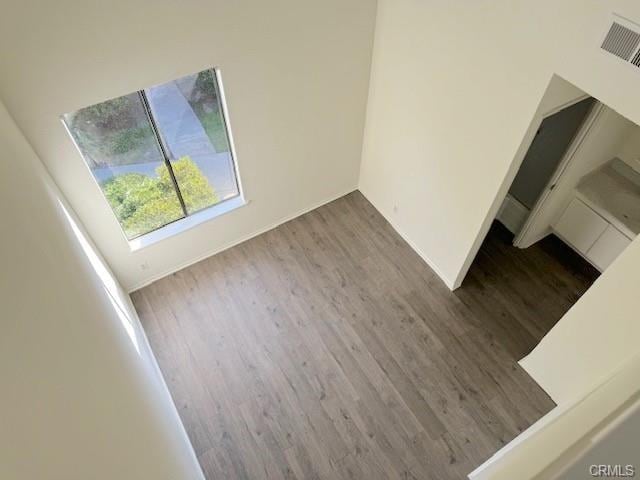 interior space with dark wood-type flooring