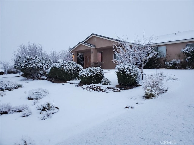 view of snow covered exterior