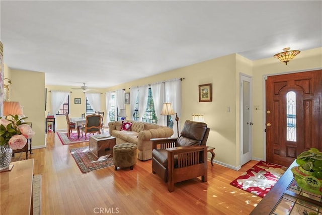 living room featuring light hardwood / wood-style floors