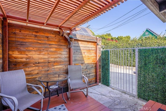 exterior space with a pergola