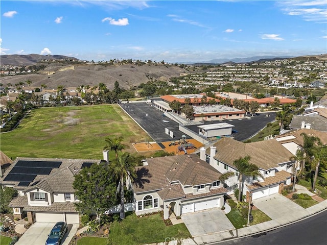 bird's eye view with a mountain view