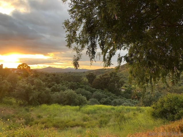 nature at dusk featuring a mountain view