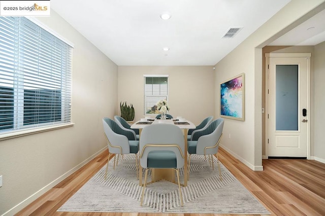 dining area featuring light hardwood / wood-style flooring