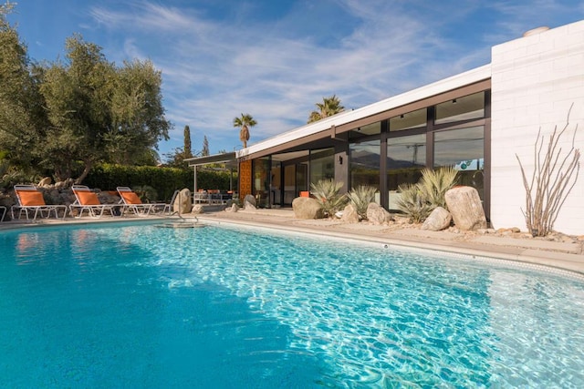 view of pool featuring a patio area