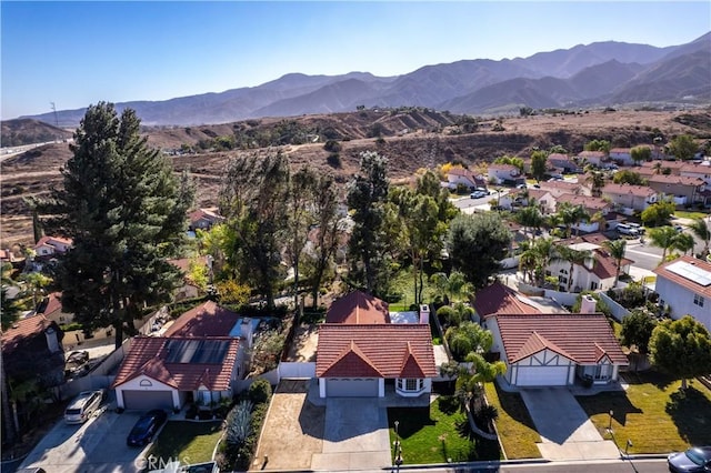 aerial view with a mountain view