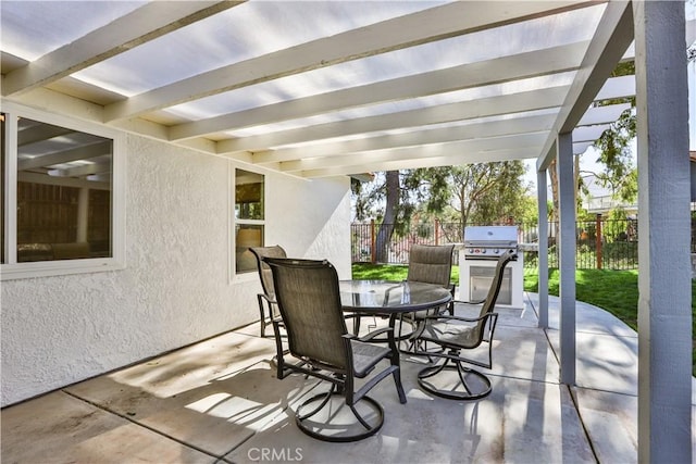 view of patio with a grill