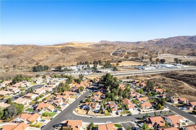 bird's eye view with a mountain view