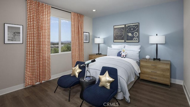 bedroom featuring dark wood-type flooring