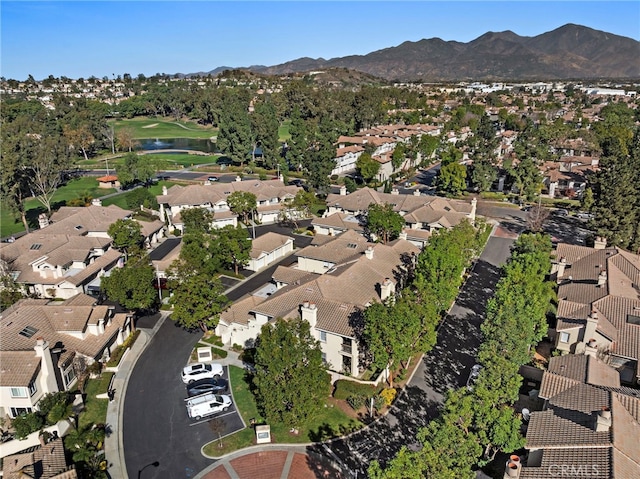 aerial view with a water and mountain view