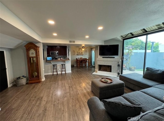 living room featuring wood-type flooring