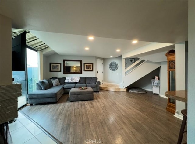 living room featuring wood-type flooring