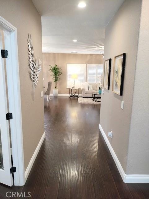 hall featuring dark hardwood / wood-style floors