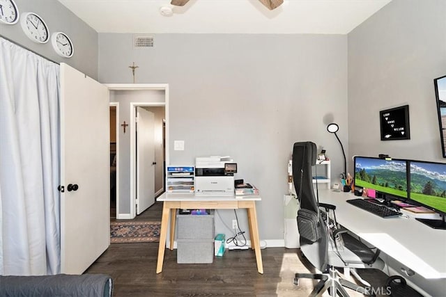 office featuring dark wood-type flooring