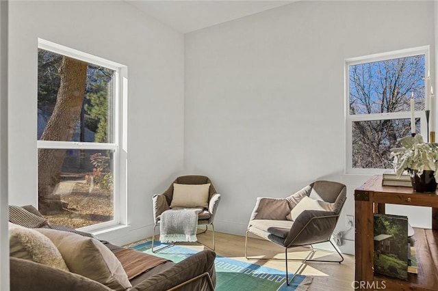 living area featuring hardwood / wood-style floors