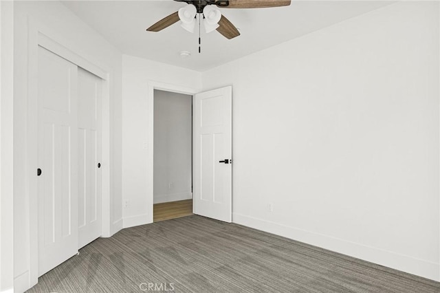 unfurnished bedroom with ceiling fan