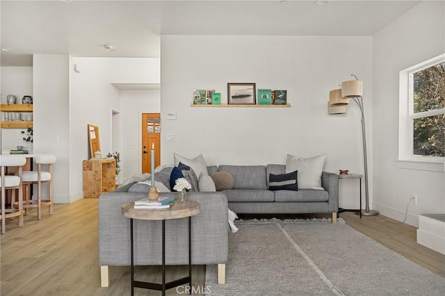 living room featuring light wood-type flooring