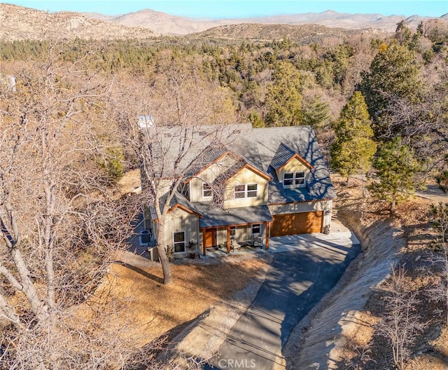 aerial view featuring a mountain view