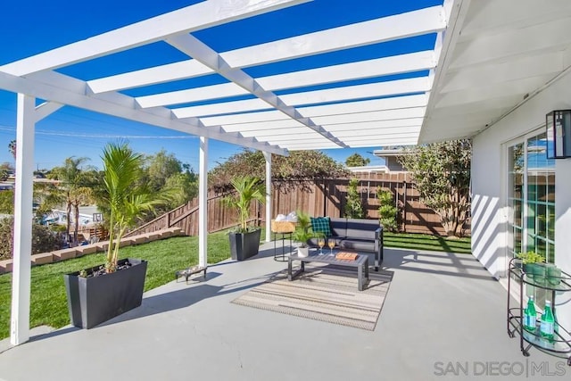 view of patio with a pergola