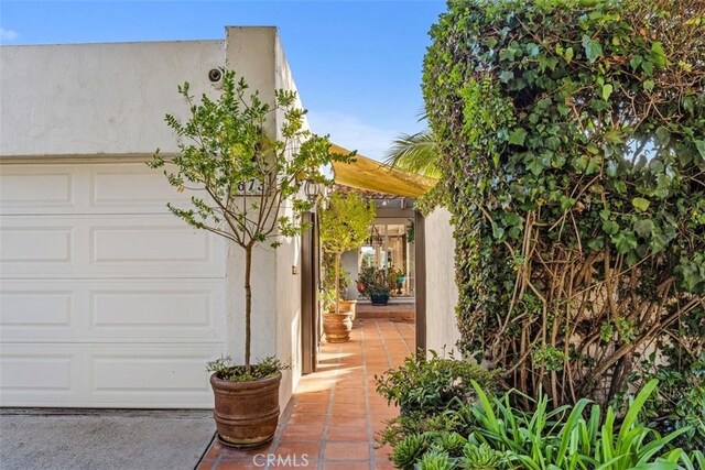 exterior space featuring a garage