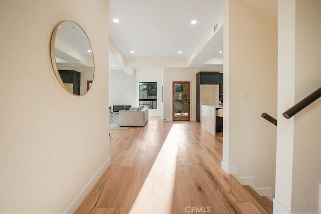 hall featuring light hardwood / wood-style flooring