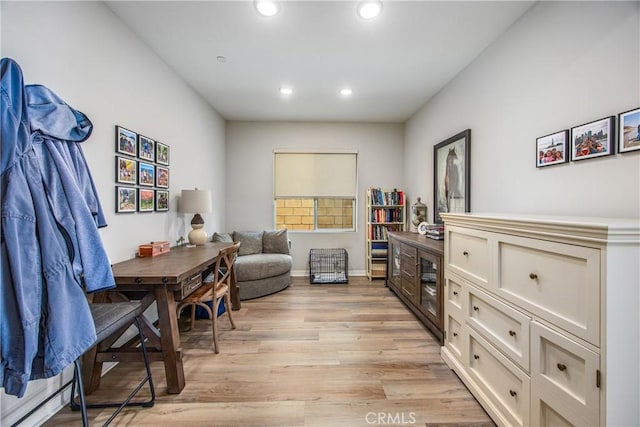 living area featuring light wood-type flooring