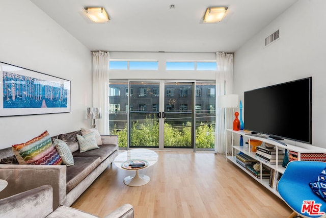 living room featuring wood-type flooring