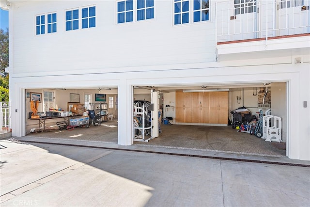 view of patio / terrace with a garage