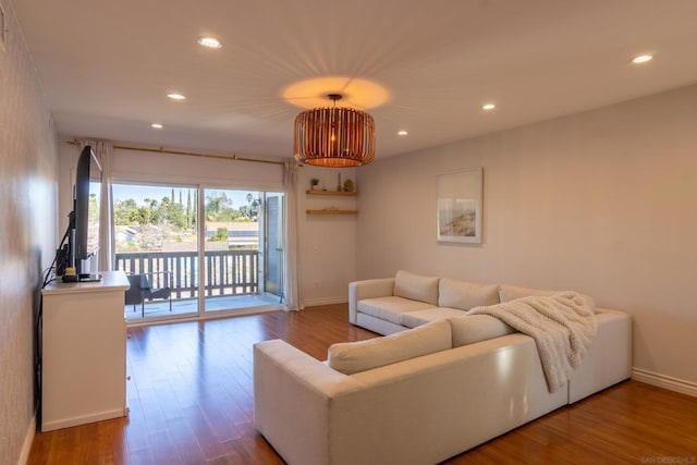 living room with hardwood / wood-style floors