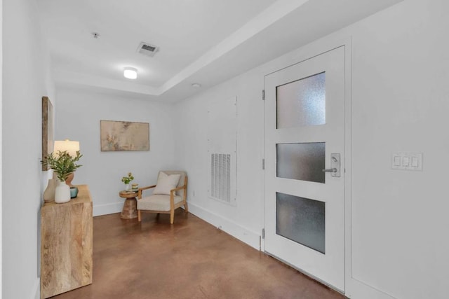 sitting room with concrete floors