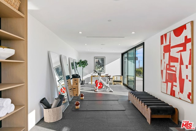 exercise area with a wall of windows