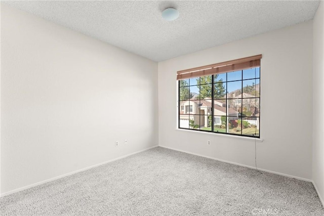 spare room with carpet and a textured ceiling