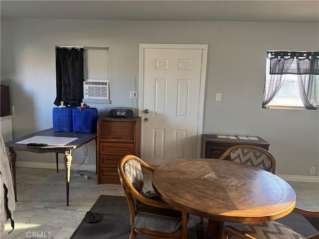 dining area featuring cooling unit