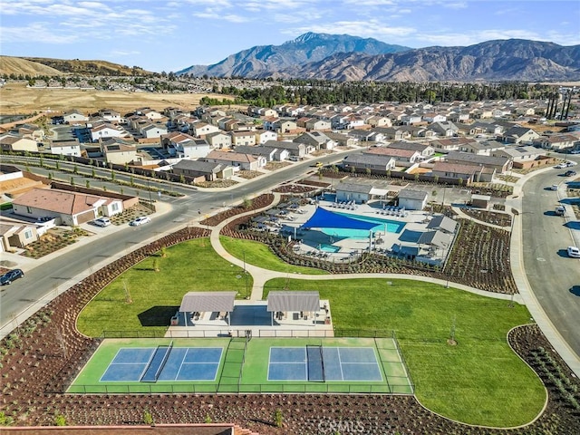 aerial view featuring a mountain view