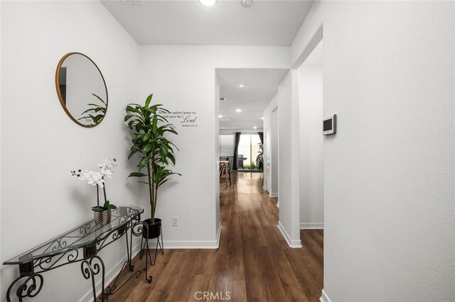 5097 Larkspur Rd, Banning, CA 92220 - hall featuring wood finished floors and recessed lighting