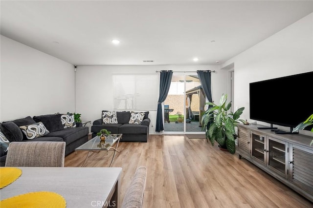 living room featuring light wood-type flooring